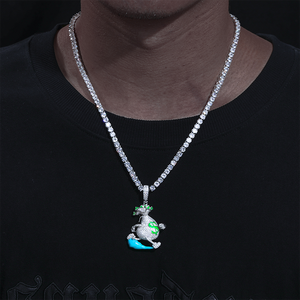 Colgante de Bolsa de Dinero Plateado con Incrustaciones de Zirconia, Estilo Hiphop de Dibujos Animados, Joyería de Moda para Hombre, Regalo - Product Image 1