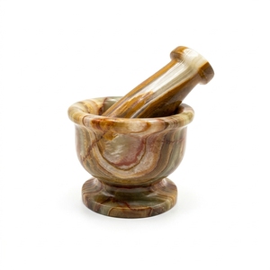 Mortero y Pilón de Mármol Pulido Ecológico de Alta Calidad, Color Verde, con Logotipo Personalizado, para Uso Diario en Cocina y Comedor - Product Image 1
