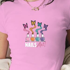 T-shirt court en tricot imprimé style Y2K pour femme, coupe slim - Product Image 2