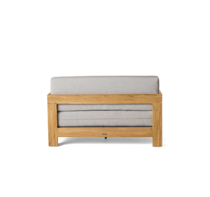 Chaise longue d'extérieur en teck massif, canapé de jardin moderne et minimaliste, une place, avec coussin épais imperméable, terrasse - Product Image 4