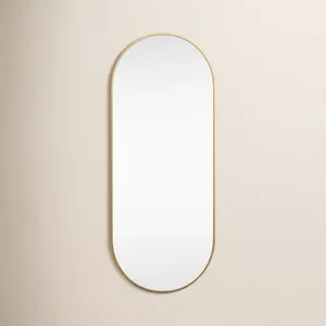 Miroir mural ovale au design minimaliste, cadre doré, surface en verre, décoration intérieure, miroir d'appoint pour entrée, pièce unique - Product Image 2