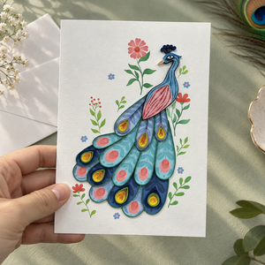 Wholesale High Quality Elegant Peacock Floral Quilling <b>Card</b> Best Artistic Handmade Greeting <b>Card</b> 12.7x17.8cm Customizable Paper - Product Image 1