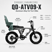 Vélo Électrique Vintage Fat Bike Urbain 7 Vitesses Moteur Brushless 1000W Batterie Lithium 48V Cadre en Alliage d'Aluminium Capteur Siège Bébé