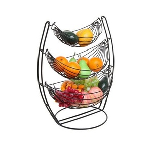Cesta de frutas de alambre metálico con asa, estante de almacenamiento rústico para uso en la cocina, forma rectangular - Product Image 3