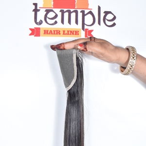 Cheveux humains indiens bruts non traités, couleur naturelle noire, avec closure 4x4, double trame, vente en gros - Product Image 3