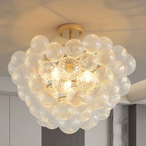 Lampadario a sospensione dorato da 20 pollici con paralume a globo in vetro trasparente per soggiorno, sala da pranzo, cucina (non regolabile) - Product Image 5