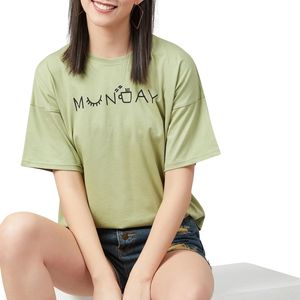 Camiseta de Algodón Extra Grande Personalizada para Mujer, Camiseta Informal de Manga Corta con Estampado Gráfico, Top Holgado de Verano, Venta al Por Mayor OEM - Product Image 3