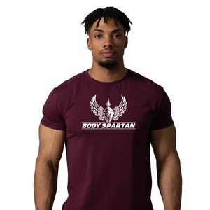 T-shirt de performance bordeaux pour homme, en coton léger, coupe athlétique, pour la gym, l'entraînement, le sport et le quotidien - Product Image 2