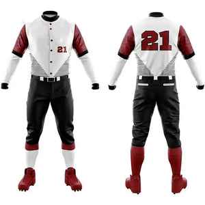 Men Sublimated Baseball Uniform <b>White</b> Purple Striped Jersey With Number 21 Breathable Regular Fit All Seasons Adult - Product Image 6