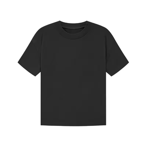 T-shirt noir à manches courtes pour homme, 100 % coton, coupe classique, col rond, décontracté, couleur unie, jersey tricoté, teint uni - Product Image 3