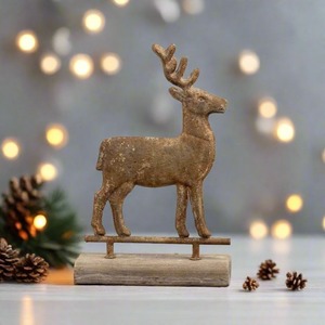 Escultura Metálica con Base de Madera Rústica, Estilo Vintage, Pieza Artística Decorativa para el Hogar, Adorno para Estantes y Mesas, Madera de Lujo - Product Image 2