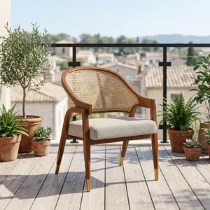 Chaise de restaurant de luxe en velours tressé avec structure en bois massif pour hôtel, café, salle à manger et mobilier de bureau à domicile - Product Image 1