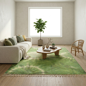 Custom Green Repeating Geometric Diamond Design <b>Wool</b> Eco-Friendly Non-Slip Hand Tufted Thick Pile Area Rug for Living Room Hotel - Product Image 6
