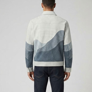 Modern <b>Suede</b> <b>Leather</b> <b>Jacket</b> Featuring Tailored Slim Fit Premium Texture Zip Front Design For Men Fashion Collections - Product Image 4