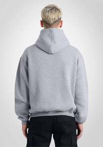 Unisex <b>Grey</b> Cotton 500gsm <b>Fleece</b> Hoodies Oversized Boxy Fit Drop Shoulder Pullover Custom Logo Casual Streetwear Bulk Supply - Product Image 4
