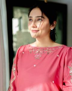 Exclusive Roman Silk Kurti And Farshi Palazzo Set With Heavy Embroidery Work Designer Ethnic Outfit Women - Product Image 4