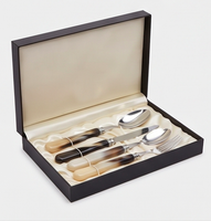 Ensemble de couverts vintage avec manches en résine, couverts en acier inoxydable, cuillère, fourchette, couteau, passe au lave-vaisselle, vaisselle de mariage