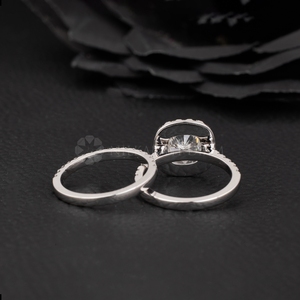 Exquisite 4.0Ct <b>Cushion</b> IGI Lab Grown Diamond Engagement <b>Ring</b> with <b>Wedding</b> Band in 10K 14K 18K Solid Gold Gift for Her - Product Image 3