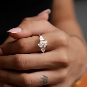 Oval Cut Diamond Trilogy <b>Ring</b> With Pear Cut Side Stone With IGI Certified VVS-VS Clarity Buy Direct From <b>Indian</b> Trusted Supplier - Product Image 2