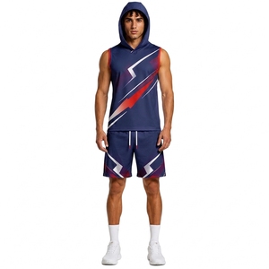 Custom 7 on 7 Sleeveless Training Uniform Hooded Jersey and Athletic Shorts Sports Set - Product Image 1