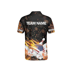 เสื้อโบว์ลิ่งชายแบบสั่งทำพิเศษ ปี 2026 ระบายอากาศได้ดี เป็นมิตรกับสิ่งแวดล้อม แห้งเร็ว สำหรับทีม  ผ้าโพลีเอสเตอร์ 100% แขนสั้น - Product Image 4