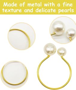 Anillos de Servilleta de Lujo Golden Pearl con Logotipo Personalizado, Chapados en Oro, Vajilla de Alta Calidad, Accesorios Decorativos para Cenas - Product Image 6