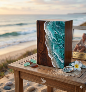 Panel Decorativo Conmemorativo de Madera con Diseño de Olas Oceánicas, Placa de Homenaje para Escritorio, Placa con Nombre Personalizado para Nicho de Cementerio - Product Image 2
