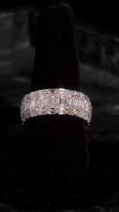 Iced Out Pinky Finger Band <b>Ring</b> <b>Men</b> Emerald Moissanite Pave Engagement Wedding Band Full Eternity Stackable 925 Sterling <b>Silver</b> - Product Image 6