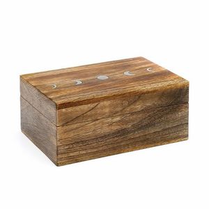 Wooden Jewelry Box Rectangular Engraved Hexagon Pattern <b>Double</b> Tier Stackable Storage Box for Bedroom Decorative Organizer - Product Image 3