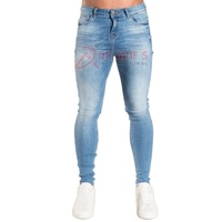 Jean Skinny Homme Hip Hop en Denim Extensible Délavé Bleu, Effet Usé, Grandes Tailles, Style Streetwear, avec Broderie de Rivets, Élastique et Délavé à la Pierre