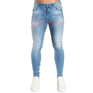 <b>Men</b> Hip Hop Skinny Jeans Slim Fit Ripped <b>Stretch</b> Denim Big Tall Distressed Blue Streetwear Rivet Embroidery Elastic Waist OEM - Product Image 5
