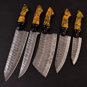 LEGACY BLADES Professional Damascus Chef <b>Knife</b> <b>Set</b> 5-Piece Resin Handle Handmade Razor <b>Sharp</b> Ambidextrous Kitchen <b>Knives</b> - Product Image 1