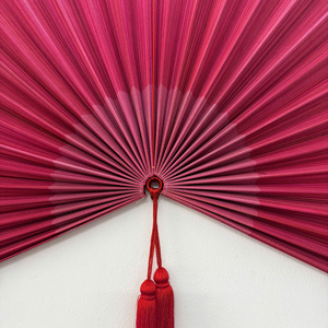 Abanico de Pared de Bambú Rosa Estilo Boho, Artesanía Tradicional Vietnamita, Adorno Decorativo para Hogar, Resort, Cafetería, Boda, Eventos - Product Image 3