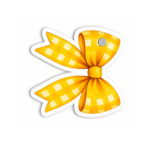 Baldosa Acrílica para Pestañas con Lazo Amarillo y Blanco, Diseño Gingham Sostenible, Impresión de Logotipo Personalizado, Baldosa de Belleza con Imanes, Servicio OEM - Product Image 3