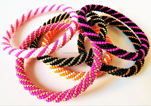 Colorful Seed Bead Seawater Pearl Charm Bracelet Elastic Stretch Spiral Pattern Luxury Fashion Accessory Custom Wholesale Gift - Product Image 4