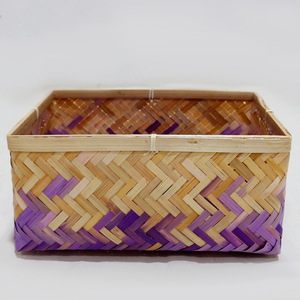 Cestas de Almacenamiento Rectangulares de Bambú, Tejido en Zigzag Morado, Ecológicas, Multiusos, Diseño Moderno, Decoración del Hogar - Product Image 5