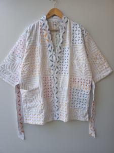 Robe Kimono Courte en Coton Imprimée à la Main Style Bohème Col V Manches Longues avec Poche Avant et Ceinture Fixe – Vente en Gros - Product Image 6