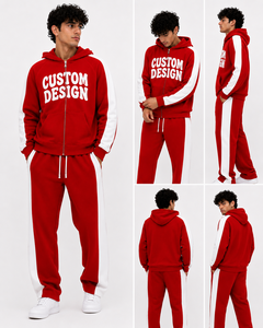 Hot Sale Acid Wash Winter for Tracksuit <b>Set</b> Zip Hoodie Jogger Pants Sportswear Style Panel Sleeve Casual Matching Apparel - Product Image 1