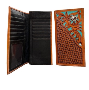 Portefeuille en cuir véritable pour hommes de style bohème fait à la main élégant et élégant support long durable avec conception usinée sculptée - Product Image 1