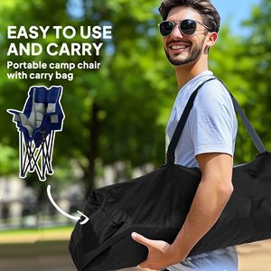 Light Gray <b>Padded</b> Portable Folding Camping <b>Chair</b> for Adults with Side Pockets Cup Holders Carry Bag OEM Logo Iron Metal - Product Image 6