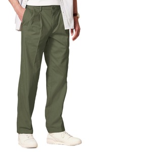 Custom High Quality Cotton <b>Men's</b> Twill Vintage High <b>Waist</b> Zipper Fly Lightweight Casual Work Pants Chinos <b>Trousers</b> <b>Men</b> - Product Image 4