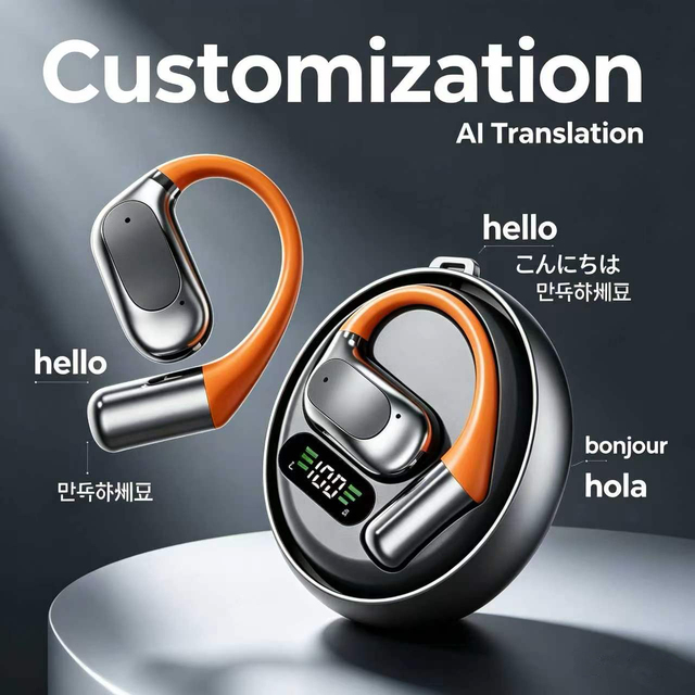 BT 5.4 Earphone Ear-Hook Open-Type Design Long Battery Life with AI Translation