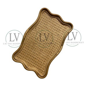 Plateau en rotin tressé vintage couleur naturelle, parfait pour les présentoirs de table basse et la décoration intérieure élégante, vente en gros du Vietnam - Product Image 1