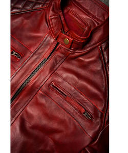 Chaqueta de Cuero Roja Hecha a Mano para Hombre, Estilo Vintage, Estilo Motero, Corte Ajustado, Chaqueta de Cuero Genuino Personalizada - Product Image 5