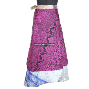 New Magic <b>Wrap</b> <b>Skirts</b> Vintage 2 Layer Indian <b>Wrap</b> <b>Skirts</b> Reversible Vintage Silk Magic 38inch Length <b>Wrap</b> <b>Skirts</b> Hot Offer - Product Image 3