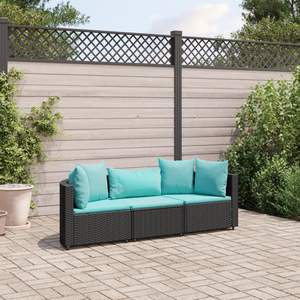 Ensemble de 3 canapés de patio noirs et bleu aqua pour la détente en plein air - Product Image 1