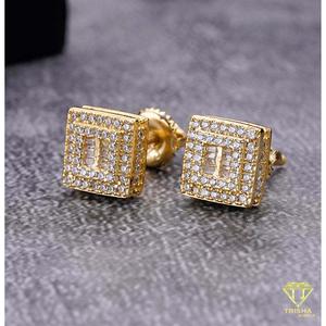 925 Sterling Silver Moissanite <b>Diamond</b> Stud <b>Earrings</b> <b>Square</b> Frame With Baguette Details Premium Jewelry For Retailers - Product Image 3