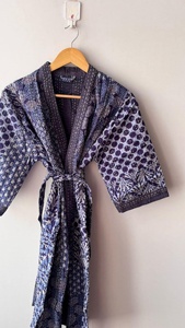 Kimono long en coton imprimé, vêtement unisexe, cadeau pour lui, robe de demoiselle d'honneur, robe de soirée pour femme, kimono bohème, kimono en pur coton - Product Image 4