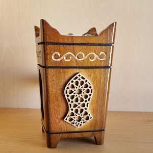 Handcrafted Wooden Charcoal Incense Burner for Aromatherapy Tarim Mabkhara for <b>Oud</b> Agarwood Middle Eastern <b>Bakhoor</b> Burner for Ho - Product Image 1