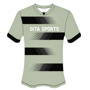 Conjunto de Pantalones Cortos y Camiseta de Rugby Verde Salvia Claro y Negro, Manga Corta, Cuello Redondo, Uniforme de Equipo a Rayas, Personalizado, Transpirable, para Entrenamiento - Product Image 3